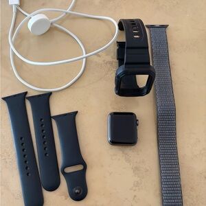 Apple Watch Series 3 38mm with Black and Gray Bands and Charger